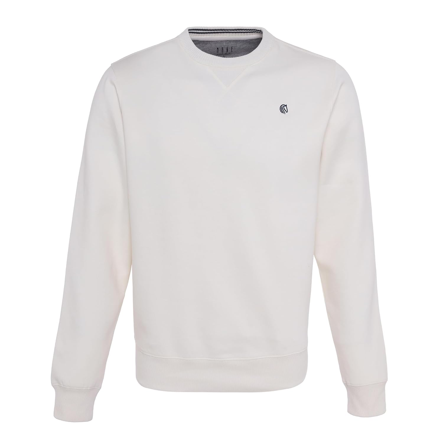 Men’s Solid Fleece Crew Neck Sweatshirt- VANILLA ICE