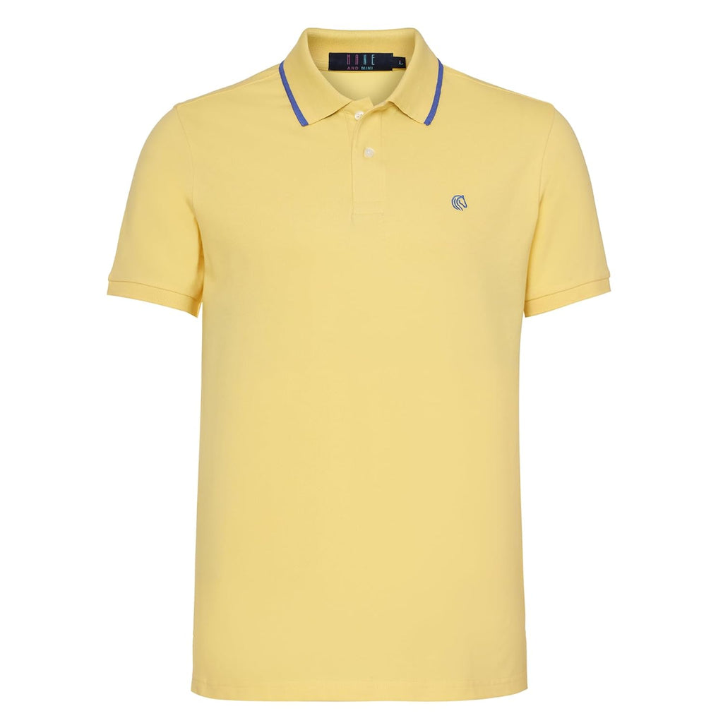 Mens Cotton Regular Fit Stretch Pique Solid Polo Shirt- LEMON YELLOW