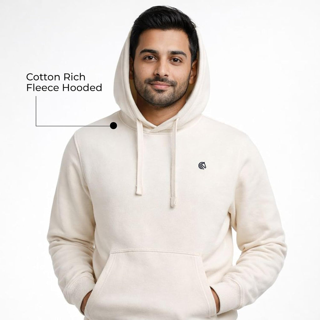 Men’s Solid Hooded Sweatshirt- VANILLA ICE