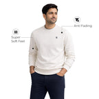 Men’s Solid Fleece Crew Neck Sweatshirt- VANILLA ICE