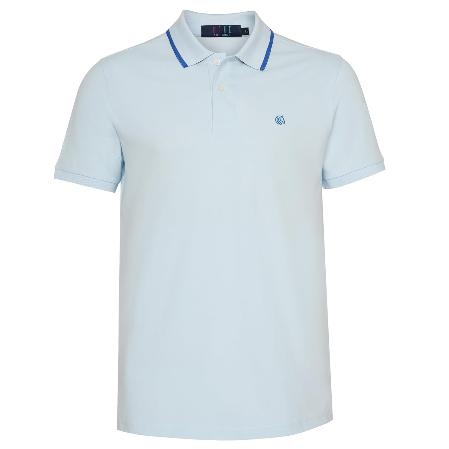 Mens Cotton Regular Fit Stretch Pique Solid Polo Shirt- SKY BLUE