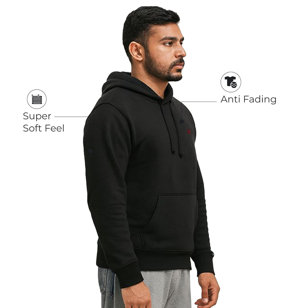 Men’s Solid Hooded Sweatshirt-BLACK