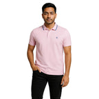 Mens Cotton Regular Fit Stretch Pique Solid Polo Shirt- BABY PINK