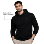 Men’s Solid Hooded Sweatshirt-BLACK