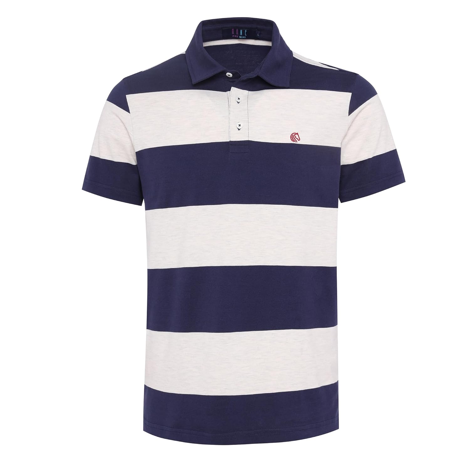 Regular Fit Men’s Polo T Shirt- OATMEAL MELANGE AND CLASSIC NAVY