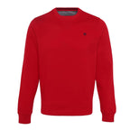 Men’s Solid Fleece Crew Neck Sweatshirt-RED