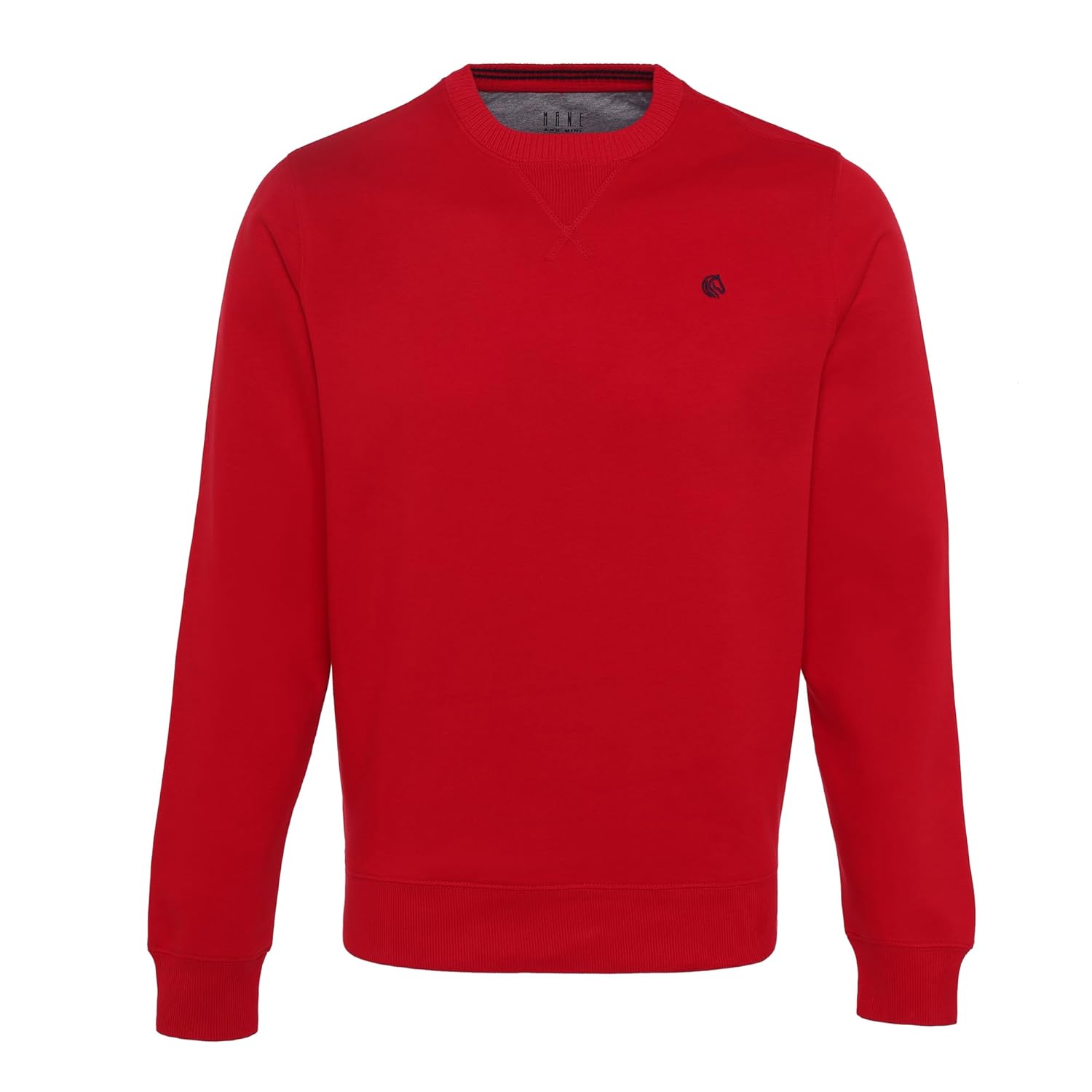 Men’s Solid Fleece Crew Neck Sweatshirt-RED