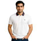 Mens Cotton Regular Fit Stretch Pique Solid Polo Shirt- WHITE