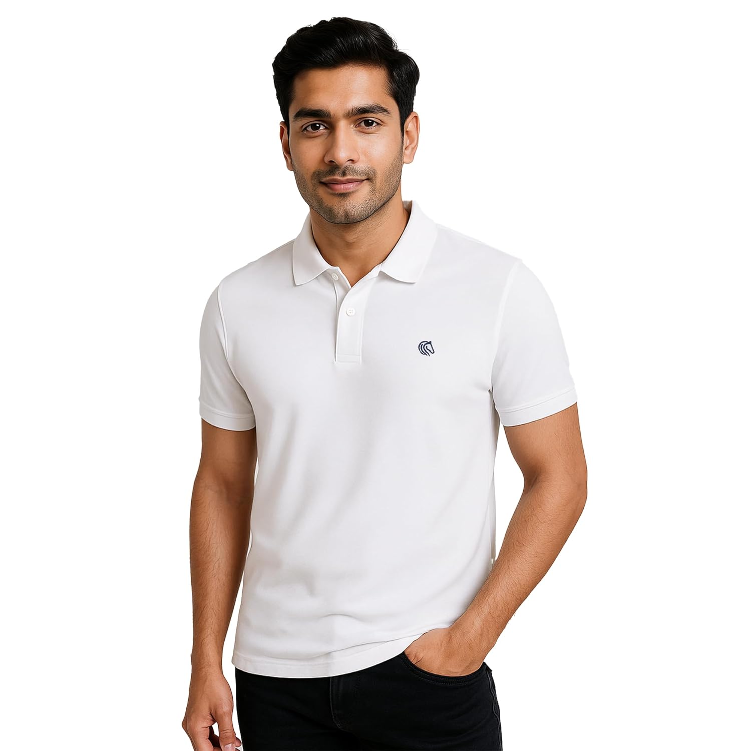 Men's Premium Regular Fit Performance Polo Shirt-WHITE