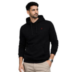 Men’s Solid Hooded Sweatshirt-BLACK