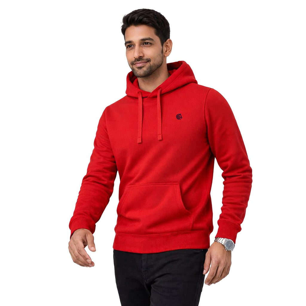 Men's Solid Hooded Sweatshirt-RED