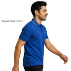 Mens Cotton Regular Fit Stretch Pique Solid Polo Shirt-ROYAL BLUE