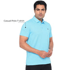 Men’s Cotton Regular Fit Pique Polo Neck T Shirt- BLUE TOPAZ