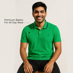 Mens Cotton Regular Fit Stretch Pique Solid Polo Shirt-PARROT GREEN