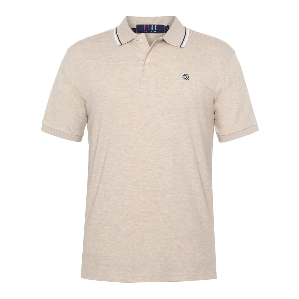 Men's Cotton Polyester Regular Fit Interlock Polo Shirt-SOURDOUGH