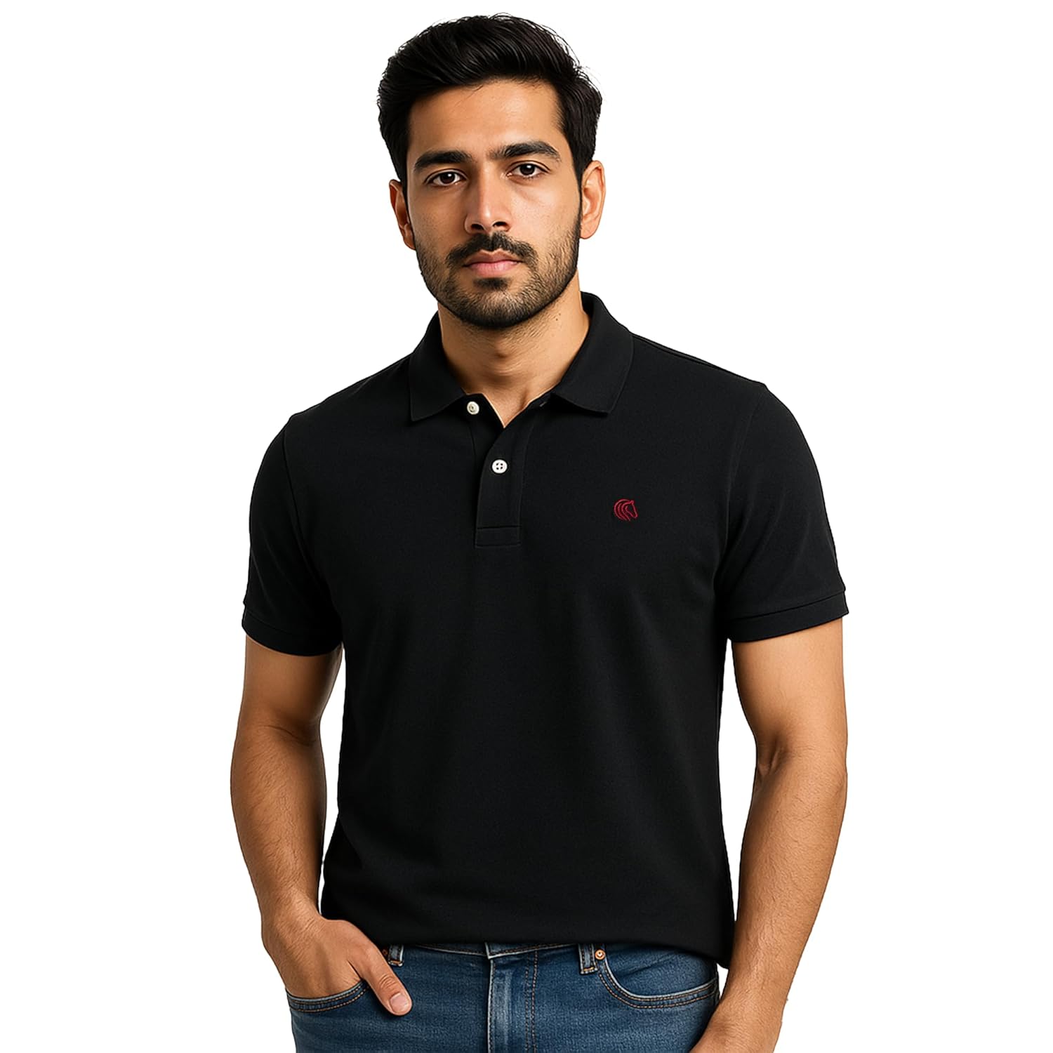 Men's Premium Regular Fit Performance Polo Shirt-BLACK