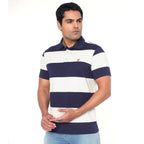 Regular Fit Men’s Polo T Shirt- OATMEAL MELANGE AND CLASSIC NAVY