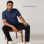 Men's Regular Fit Interlock Polo Shirt- INDIGO MELANGE