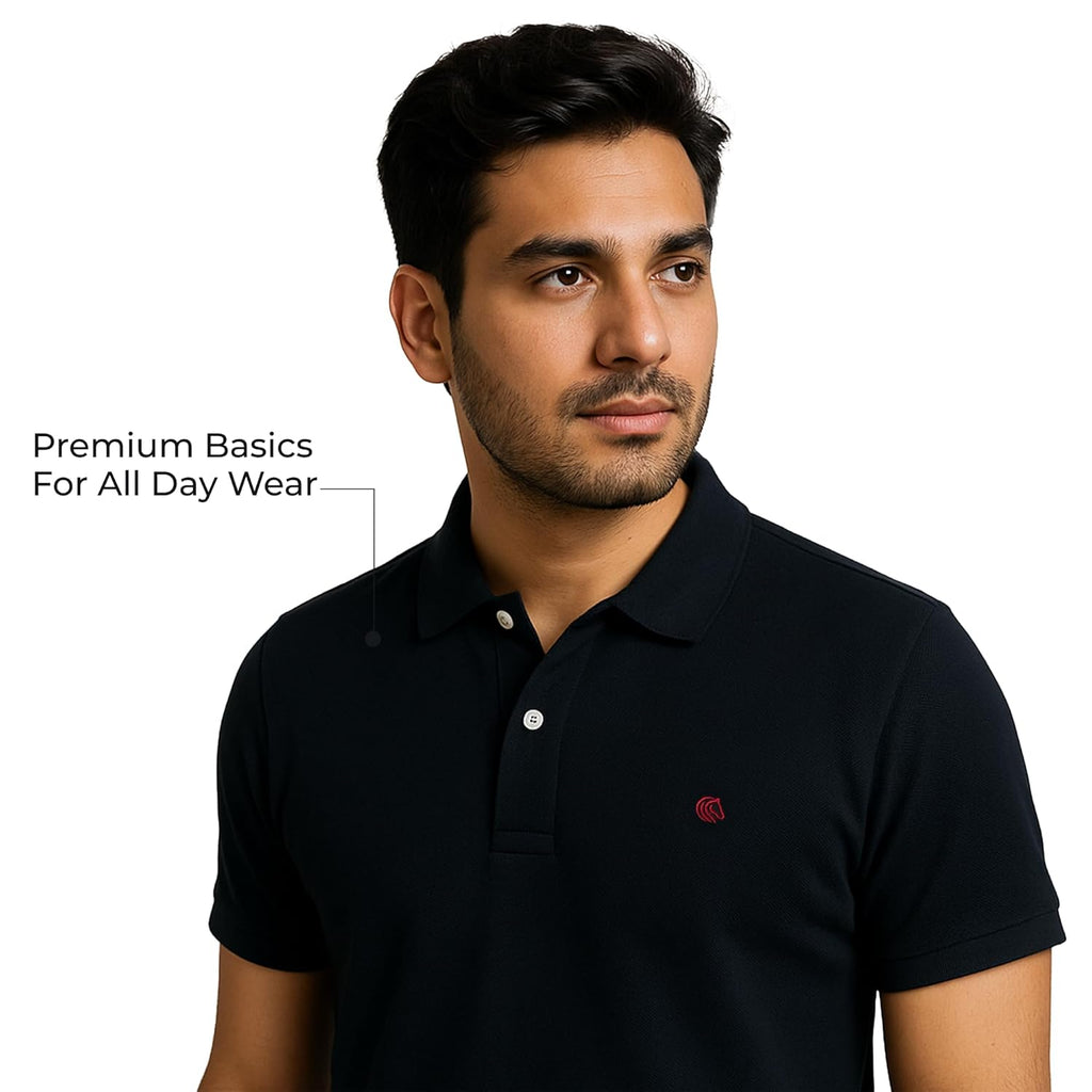 Men's Premium Regular Fit Performance Polo Shirt-BLACK
