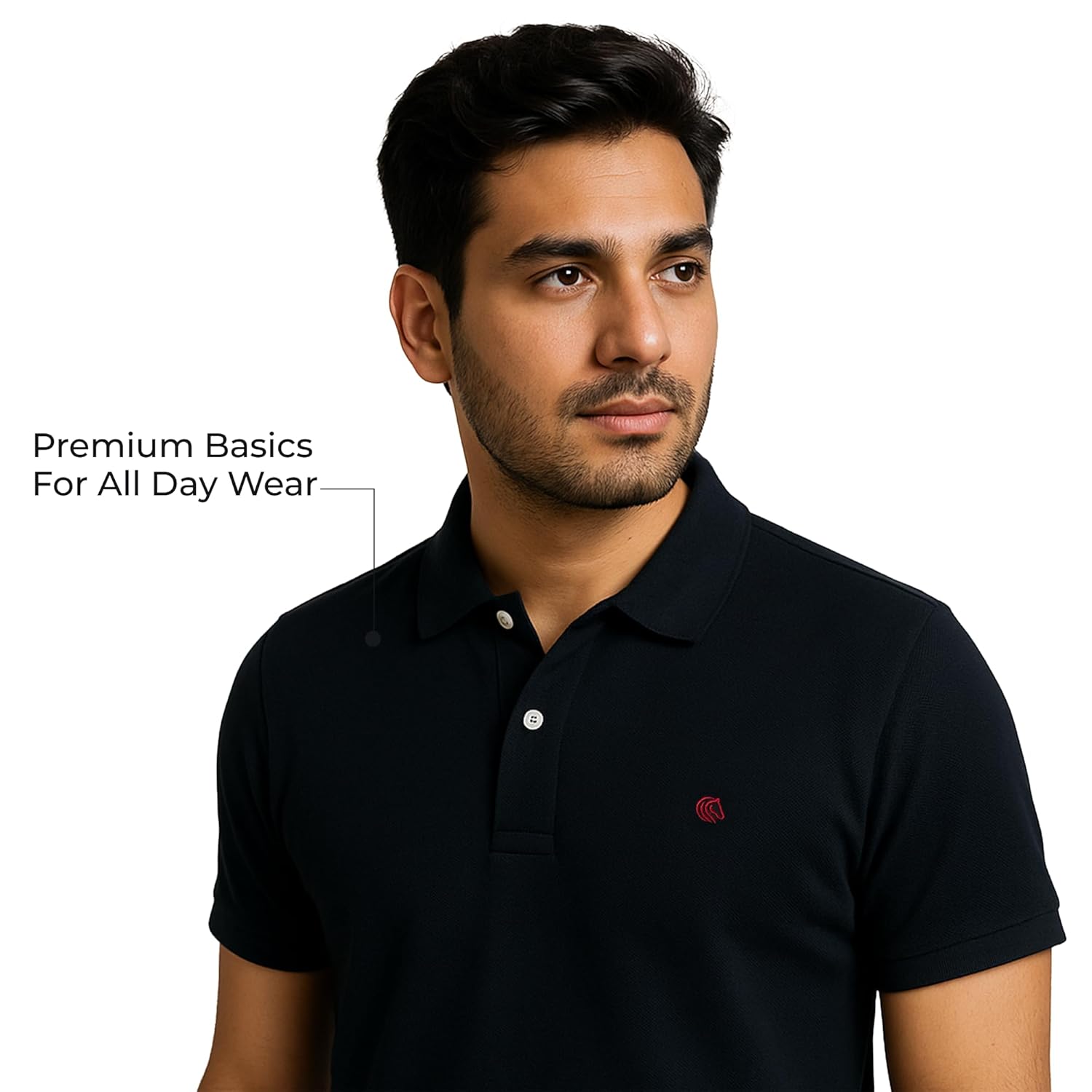 Men's Premium Regular Fit Performance Polo Shirt-BLACK