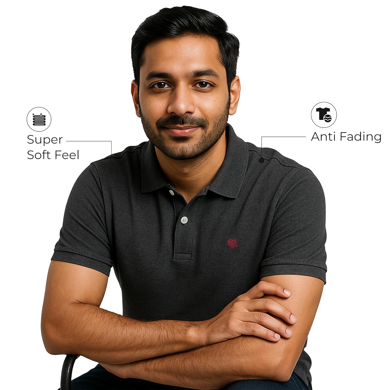 Men's Premium Regular Fit Performance Polo Shirt-Dark Grey