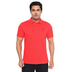 Men’s Cotton Regular Fit Pique Polo Neck T Shirt- FLAMES SCARLET