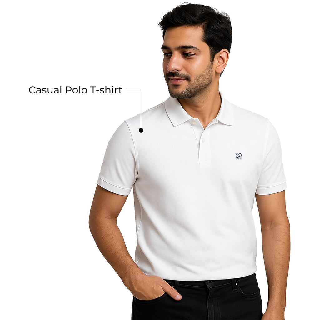 Men's Premium Regular Fit Performance Polo Shirt-WHITE