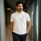 Men's Regular Fit Interlock Polo Shirt-WHITE