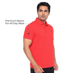 Men’s Cotton Regular Fit Pique Polo Neck T Shirt- FLAMES SCARLET
