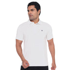 Men’s Cotton Regular Fit Pique Polo Neck T Shirt-WHITE