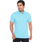 Men’s Cotton Regular Fit Pique Polo Neck T Shirt- BLUE TOPAZ