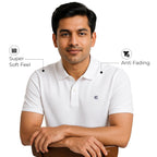 Men's Premium Regular Fit Performance Polo Shirt-WHITE