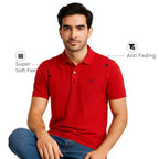 Men's Premium Regular Fit Performance Polo Shirt-RED