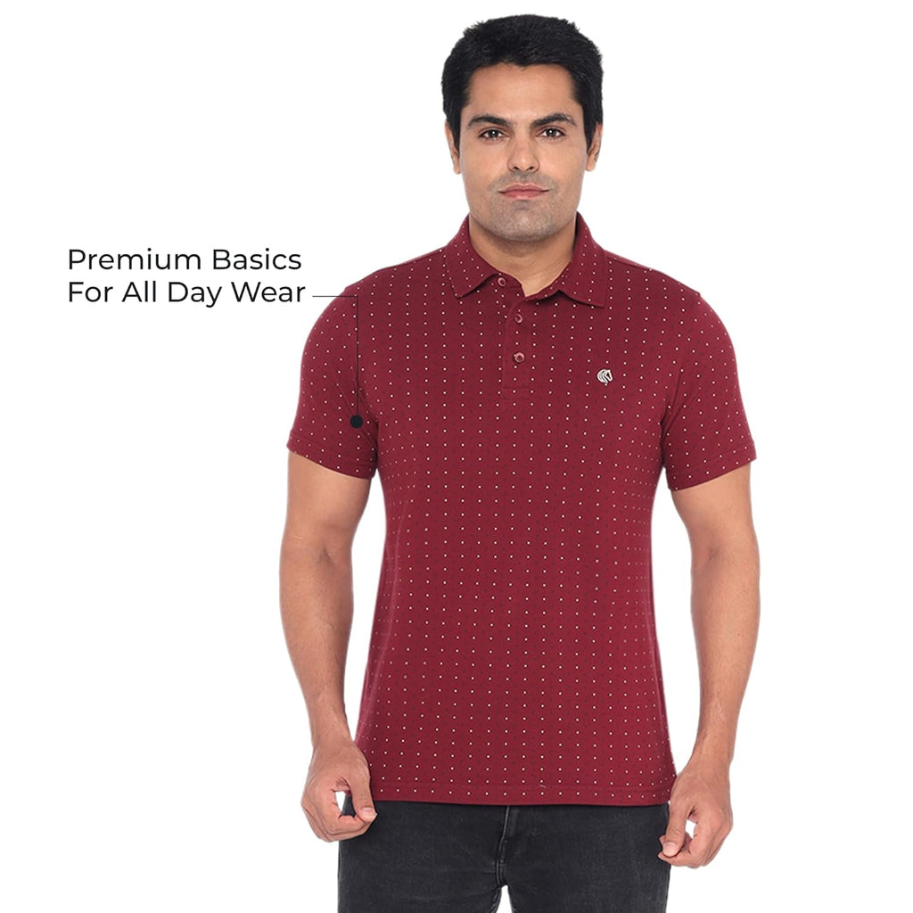 Men’s Cotton Regular Fit Pique Polo Neck T Shirt- BURGUNDY