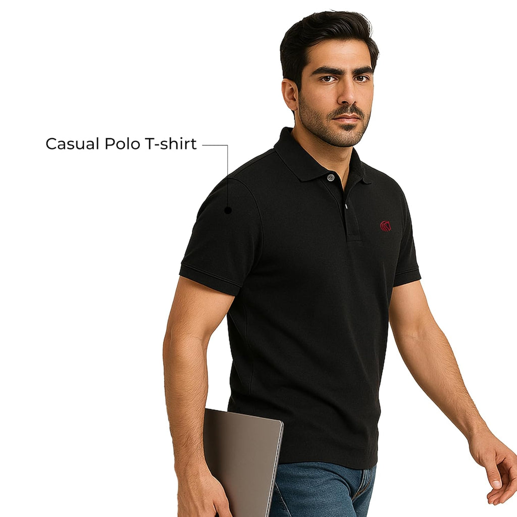 Men's Premium Regular Fit Performance Polo Shirt-BLACK