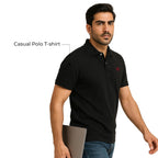 Men's Premium Regular Fit Performance Polo Shirt-BLACK