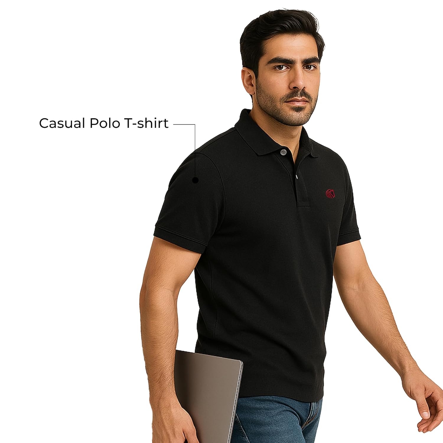 Men's Premium Regular Fit Performance Polo Shirt-BLACK