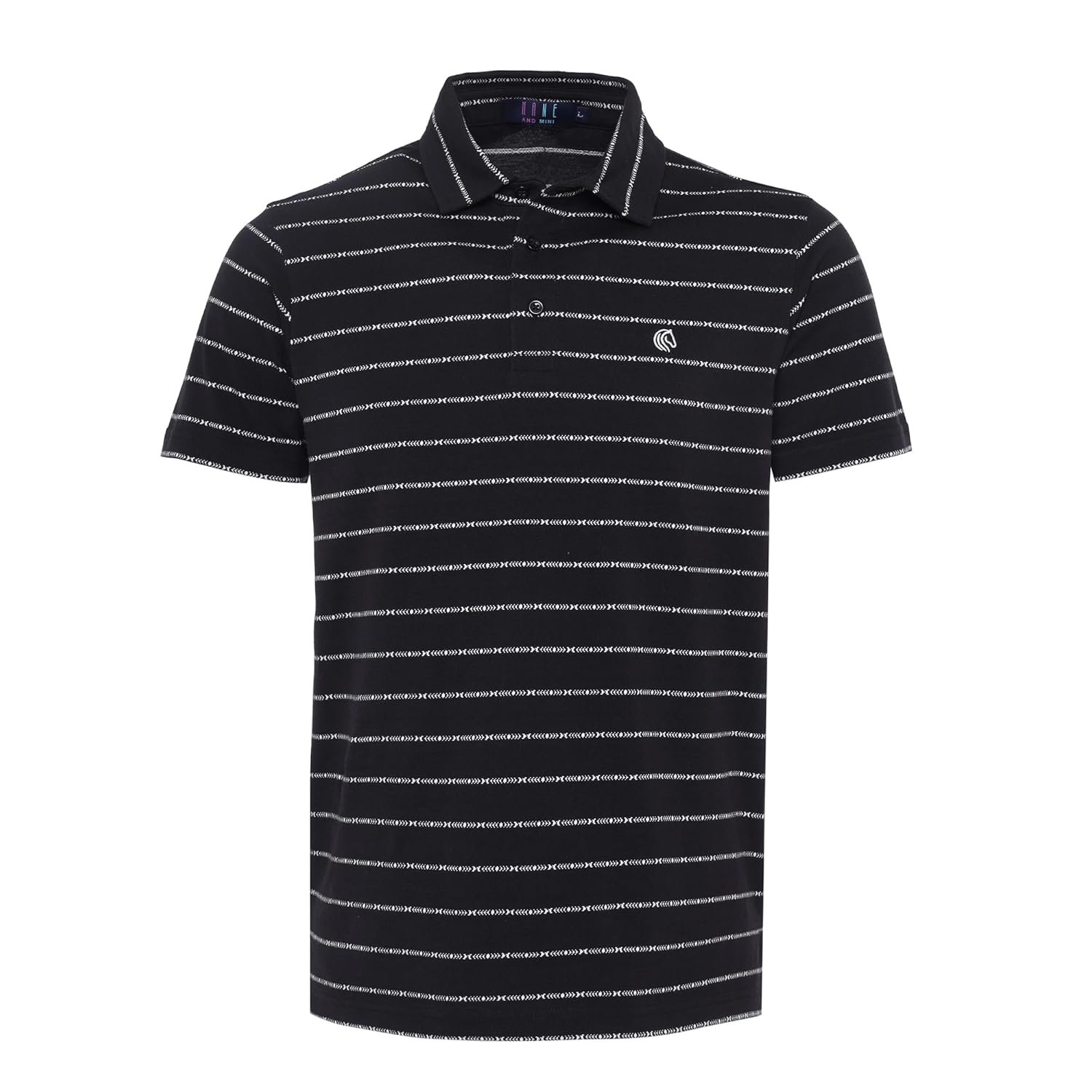 Men’s Regular Fit Jacquard Polo Shirt with Self Collar-BLACK