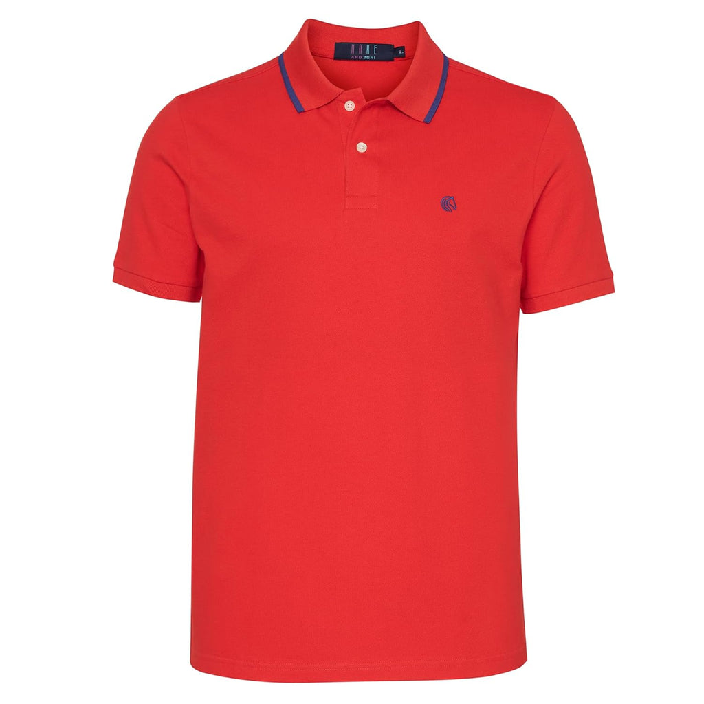 Mens Cotton Regular Fit Stretch Pique Solid Polo Shirt-POPPY RED