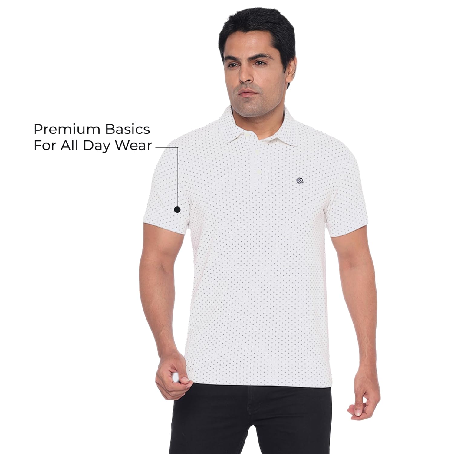 Men’s Cotton Regular Fit Pique Polo Neck T Shirt-WHITE