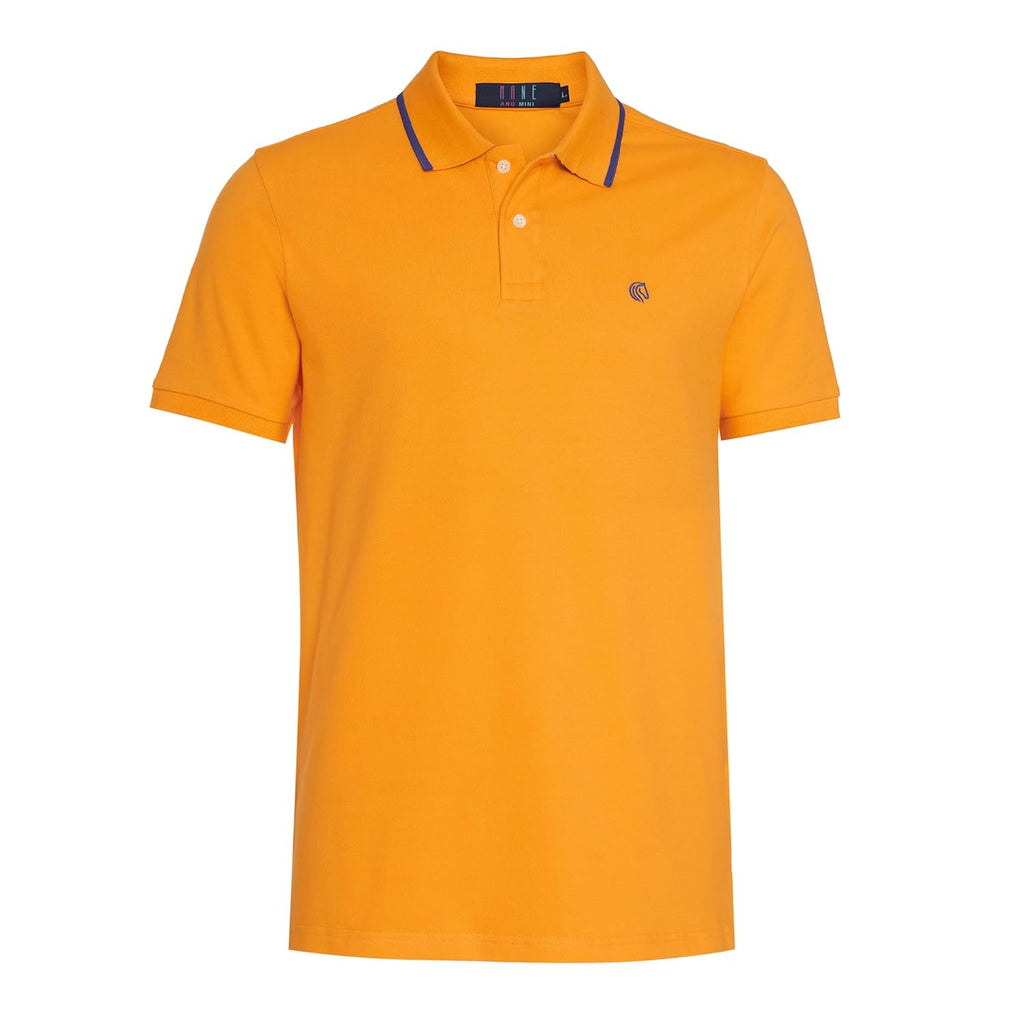 Mens Cotton Regular Fit Stretch Pique Solid Polo Shirt- ORANGE