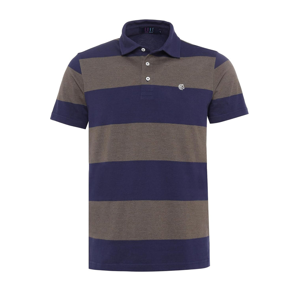 Regular Fit Men’s Polo T Shirt-WHITECAP GREY AND NAVY