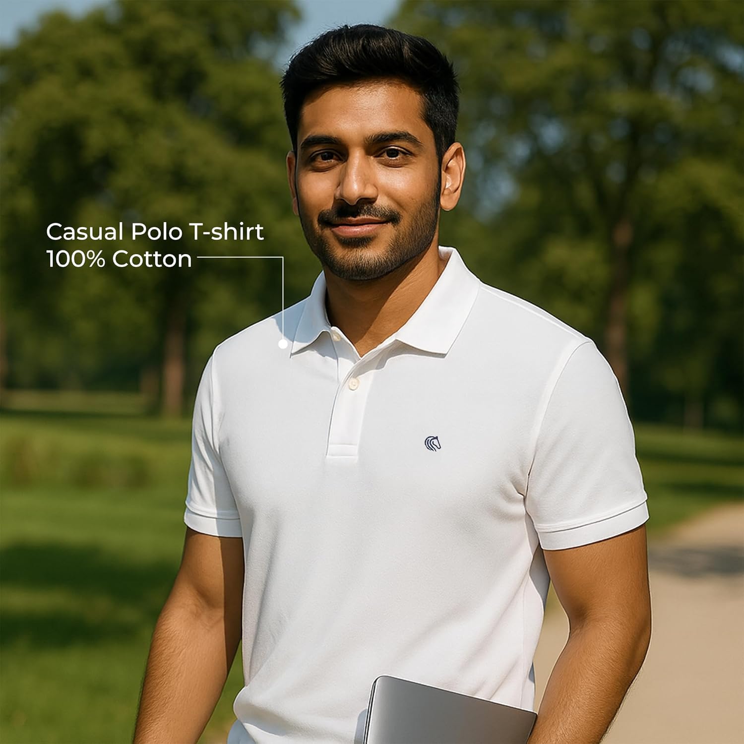 Men's Regular Fit Interlock Polo Shirt-WHITE