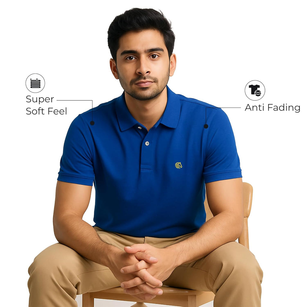 Men's Premium Regular Fit Performance Polo Shirt- ROYAL BLUE
