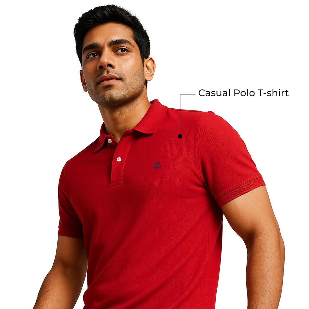 Men's Premium Regular Fit Performance Polo Shirt-RED