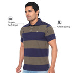 Regular Fit Men’s Polo T Shirt-WHITECAP GREY AND NAVY