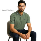 Men's Cotton Polyester Regular Fit Interlock Polo Shirt-OLIVE MELANGE