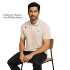 Men's Cotton Polyester Regular Fit Interlock Polo Shirt-SOURDOUGH