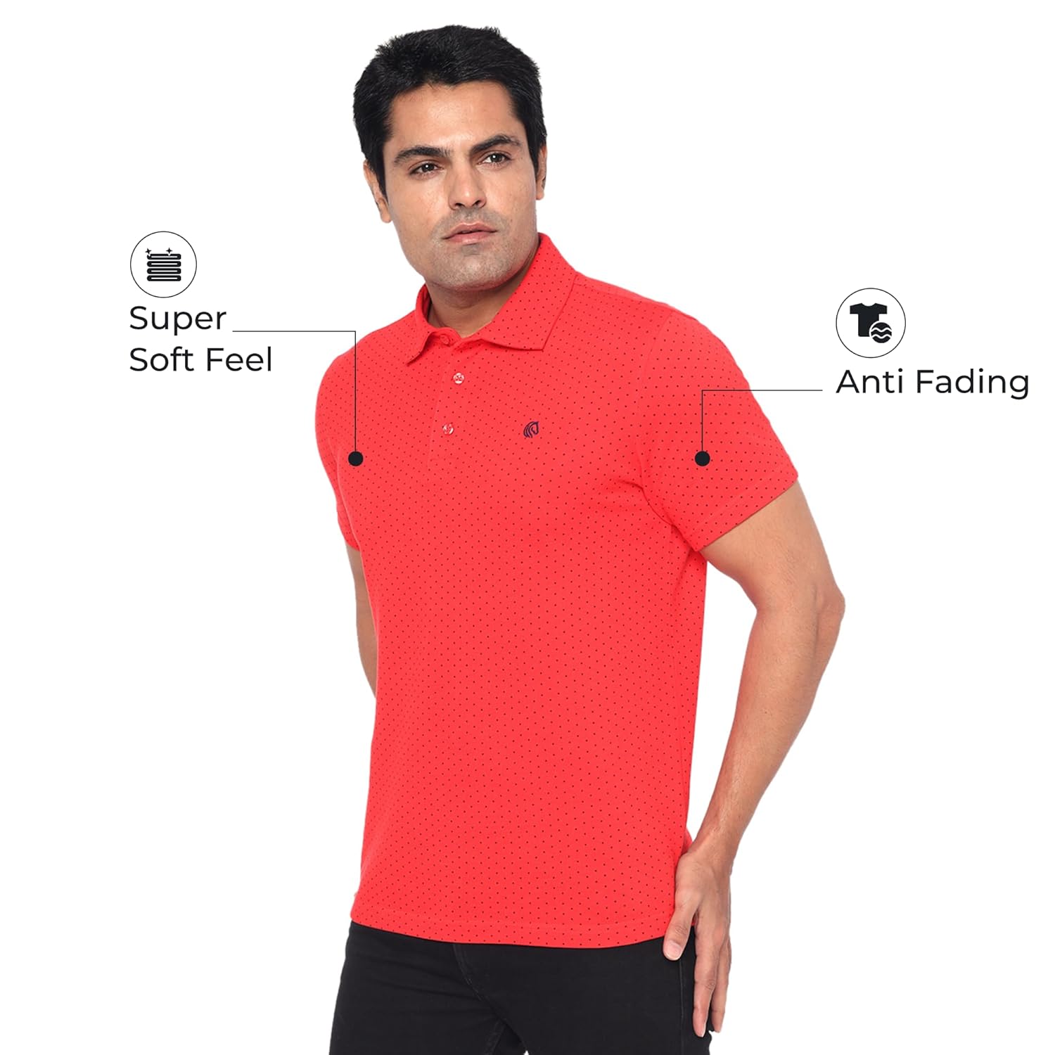 Men’s Cotton Regular Fit Pique Polo Neck T Shirt- FLAMES SCARLET