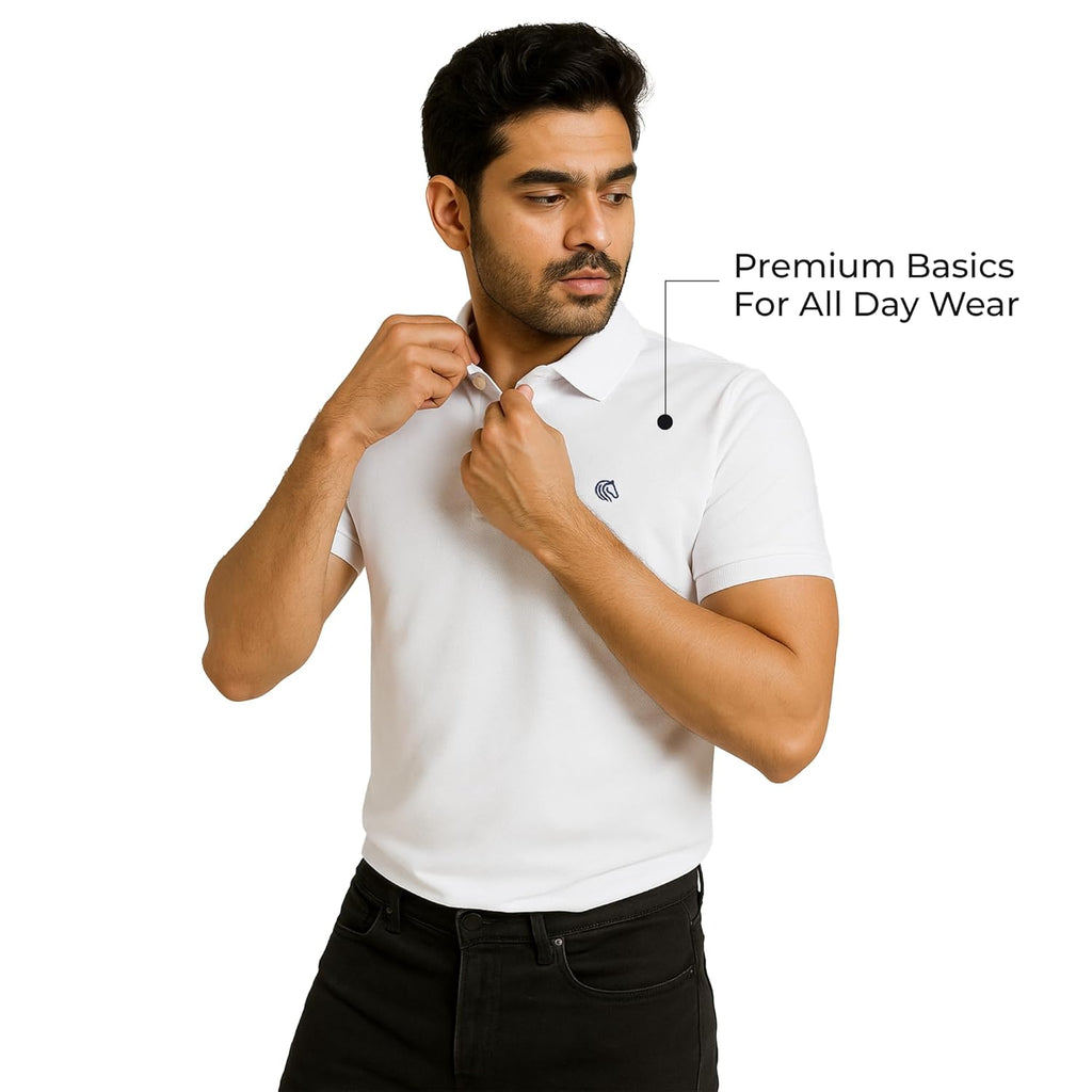 Men's Premium Regular Fit Performance Polo Shirt-WHITE